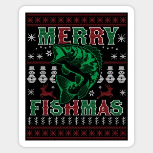 Merry Fishmas Funny Xmas Fishing - Ugly Christmas Sweater Sticker